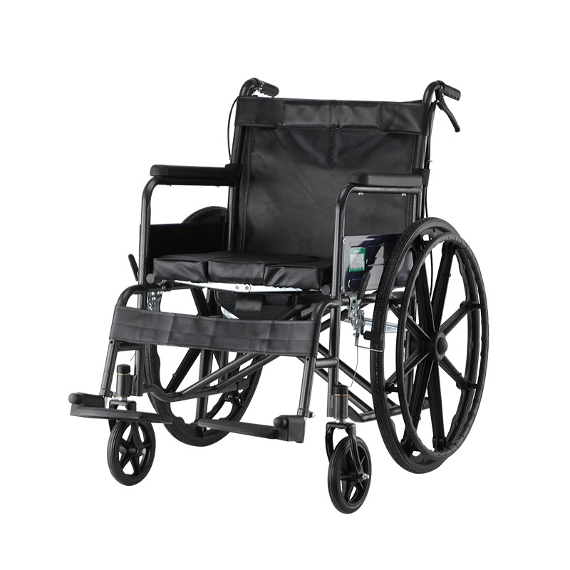 silla de ruedas plegable carro de mano ligero con inodoro para personas mayores con discapacidad gruesa fábrica de carro de silla de ruedas al por mayor