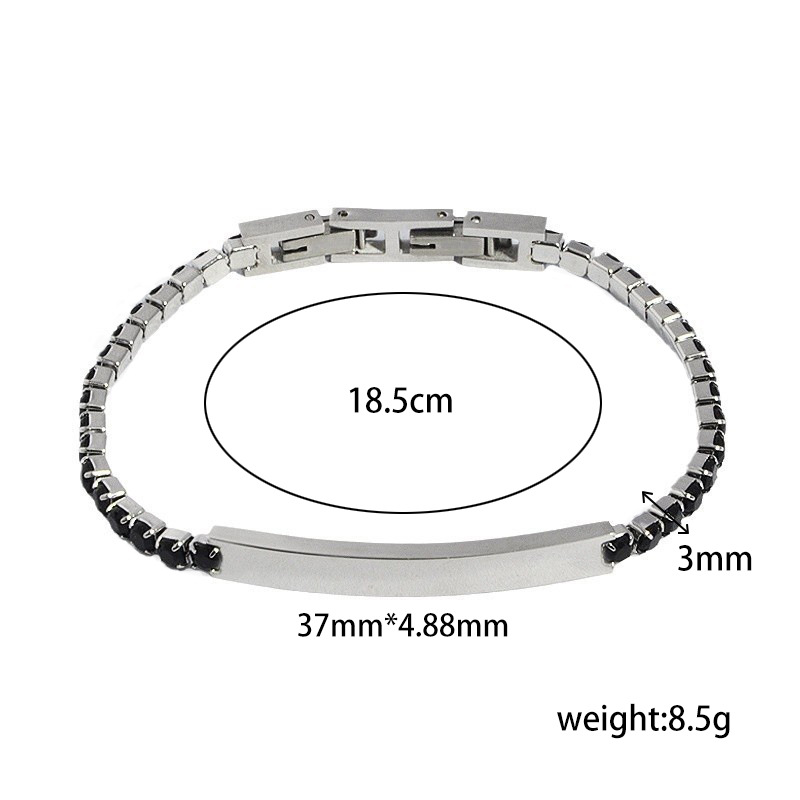 11g Weight Retro Classic Style Geometric Customization Laser Engraving Titanium Steel Zircon Men's Bracelets Men's Chain Bracelets