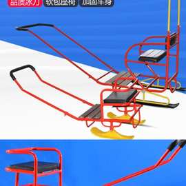 室内外冰雪无动力游乐设备冰上黄包车冰上乐吧车雪地自行车