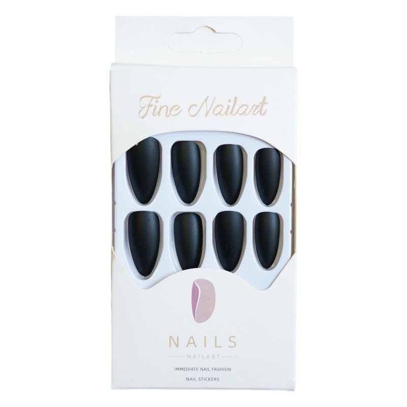 CS-83 almond black grinding fake nail almond tip nail cross-border wear nail polish nail paste 24 pieces nail polish wholesale