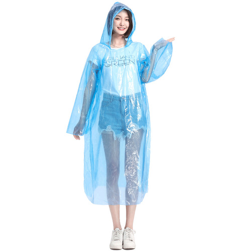 Disposable card raincoat portable thickened compression poncho for adults to work and go to school transparent long outdoor rainproof