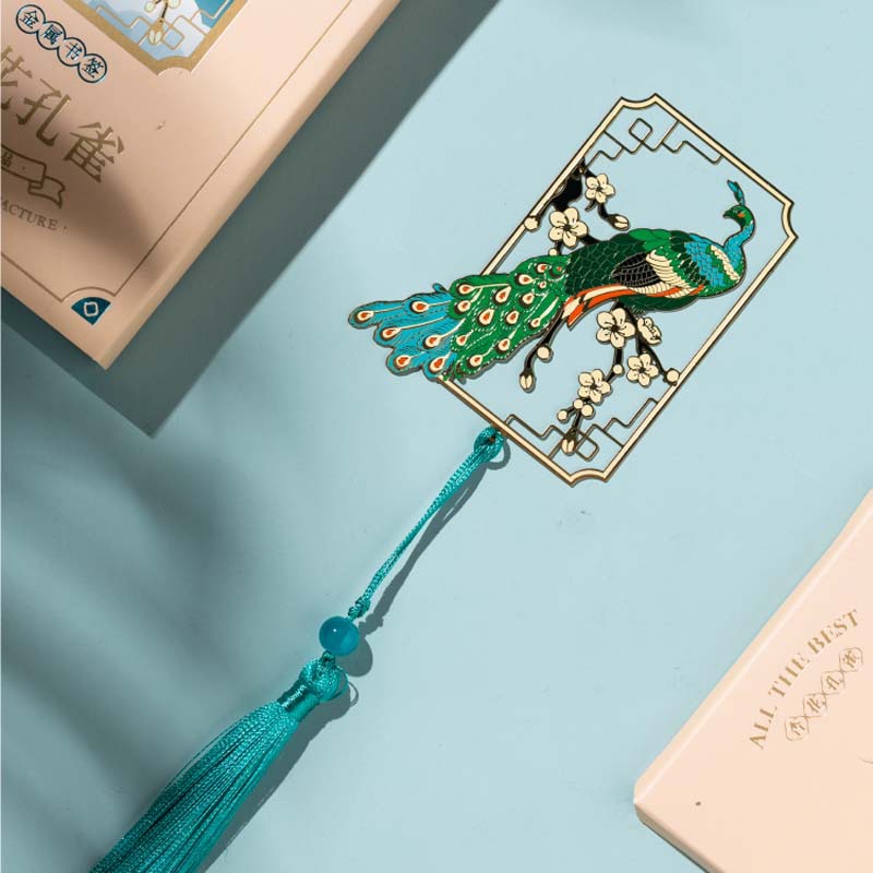 Apricot Peacock National Forbidden City Cultural And Creative Gift Metal Bookmark Gift Box Student Business Gift Teacher's Day Gift For Teachers