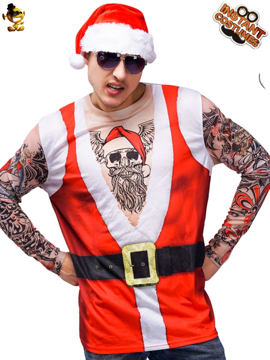 Navidad adulto hombres Navidad 3D impreso suéter de manga larga Camiseta etapa traje de rendimiento traje de cosplay ropa