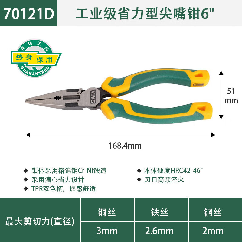 SATA 70121D Industrial Low-Work Tip Clamp de 6 pulgadas
