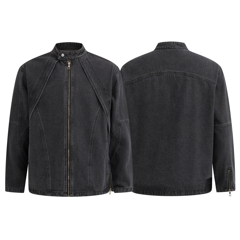 Men's Clothing Washed Old Vintage Split Line Loose Denim Jacket Trendy Brand New Casual All-match Jacket_voghion.com