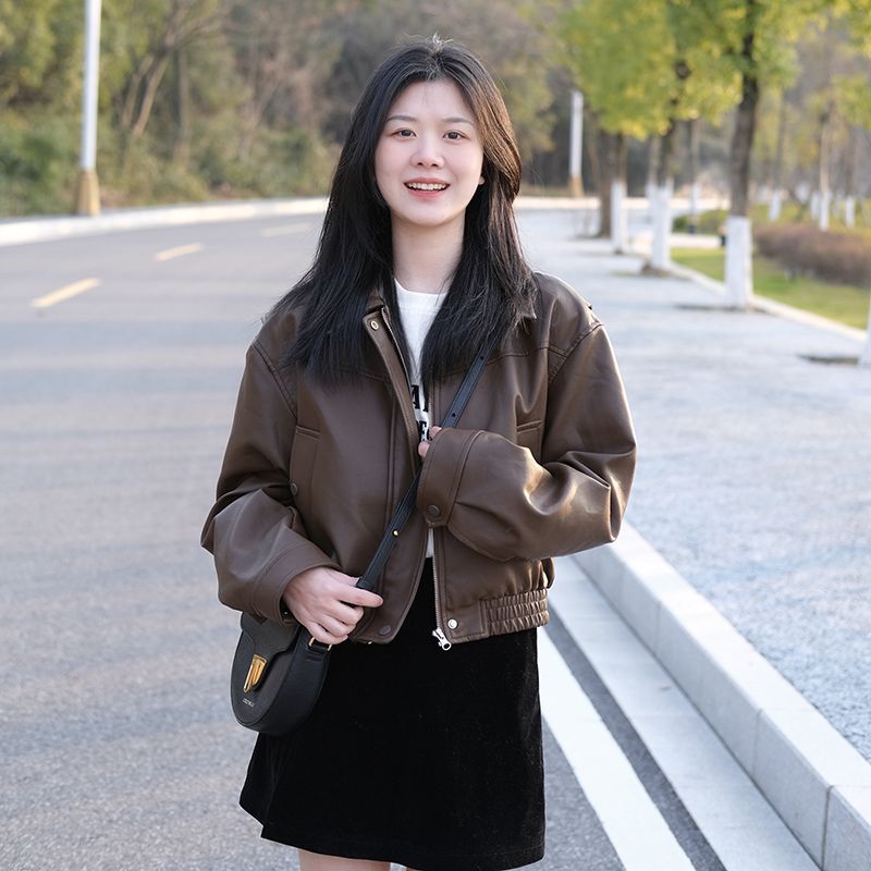 棕色小皮衣外套女短款小个子2025新款秋季今年流行爆款港风pu夹克