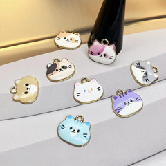 diy accessories cute printed little cat head alloy dripping earrings bracelet pendant keychain pendant mobile phone accessories