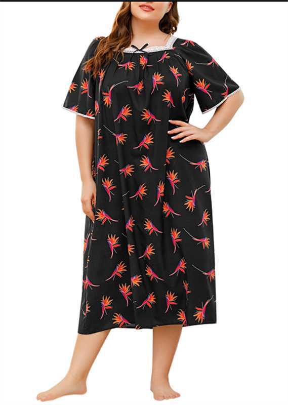 Invierno 2025 Amazon Camisón de mujer europea y americana Imitación algodón estampado de encaje costura cuello en V falda larga de manga larga servicio a domicilio sueño image 6
