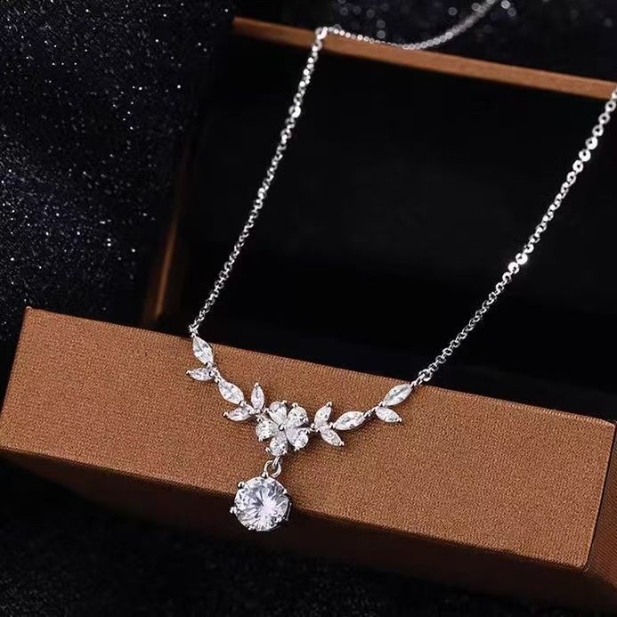 紫藤花穗穗平安锁骨链森系小清新花枝月桂吊坠毛衣项链配饰批发