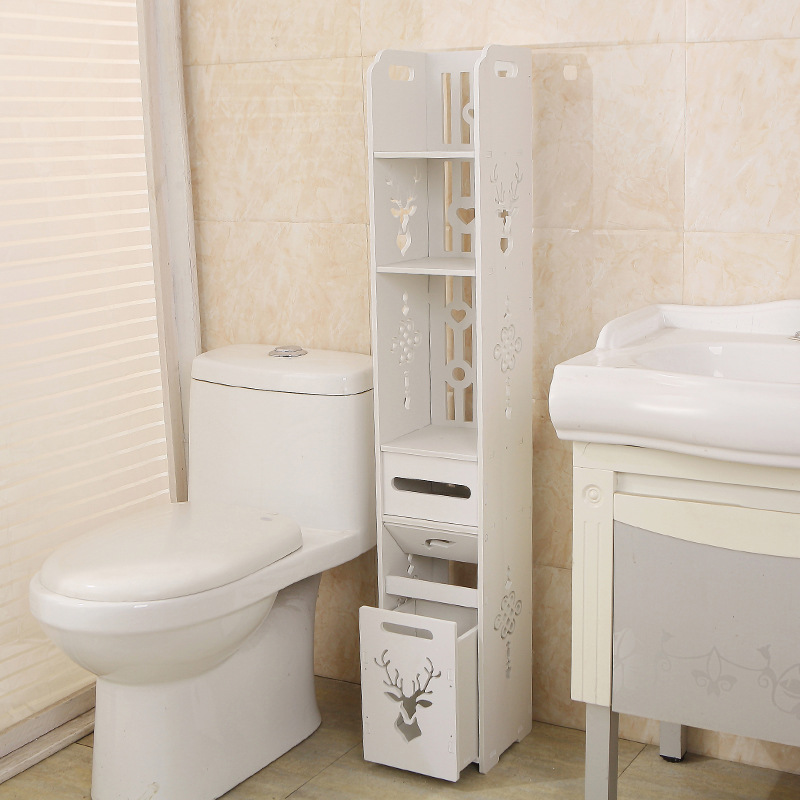 Estante de almacenamiento de inodoro Estante de inodoro Armario lateral Piso Estante de almacenamiento de espacio de baño Estante de almacenamiento de inodoro