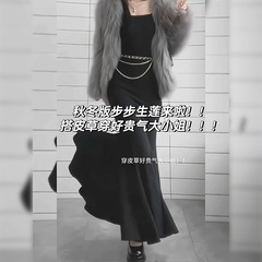一歩生蓮の魚の尾にお尻のワンピースを包んでいます。女性2025新作の春の長袖のフランス風の気質は腰を収めて痩せています。