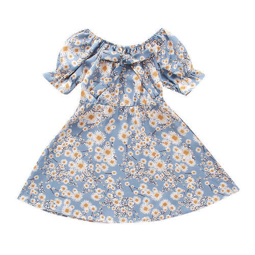 Girls Dress Summer Wear 2024 New Fashionable Children's Wear Baby Girl Chiffon Floral Skirt One Piece Dropshipping