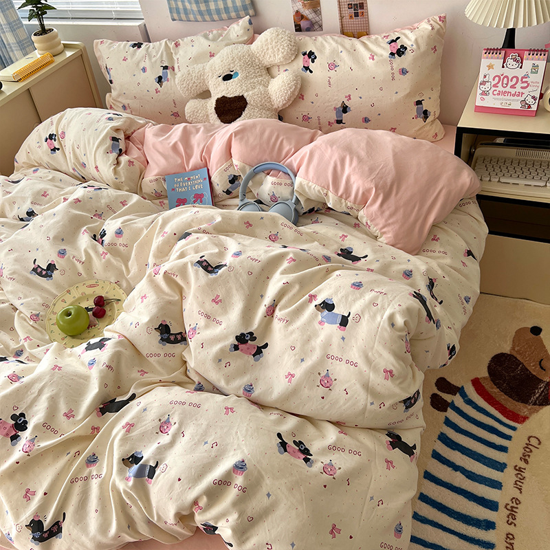 Cama de cuatro piezas de madres y bebés de clase A sábanas de algodón cubierta cama de dormitorio de estudiantes de tres piezas de cama