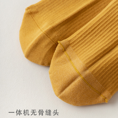 95% cotton mid-calf socks, spring, summer and autumn pure cotton women's socks, solid color combed cotton stockings, sweat-absorbent, antibacterial and deodorant socks