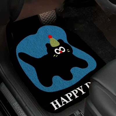 non-slip, dirt-resistant, wear-resistant, easy to — Avtomobil döşəmə paspasları - black-and-blue-kitten-rear-row-silk-loop-5050cm2-pieces