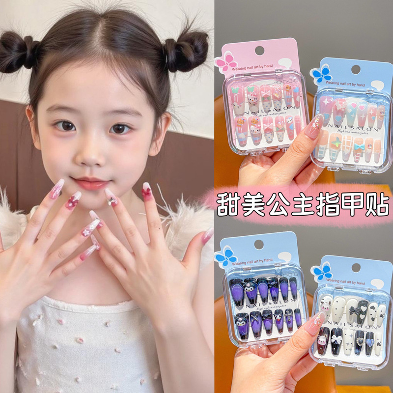 Children's Wearable Nails Little Girl Sweet Princess Nail Art Patch High-End Cute Three-Dimensional Sticker Anti-Fruit Jelly Glue
