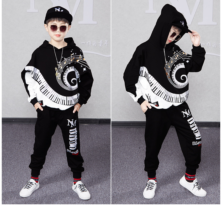 Traje de otoño para niños, Sudadera con capucha de manga larga, edición coreana, pantalones deportivos informales, conjunto de dos piezas a la moda, edición coreana, 2023_voghion.com