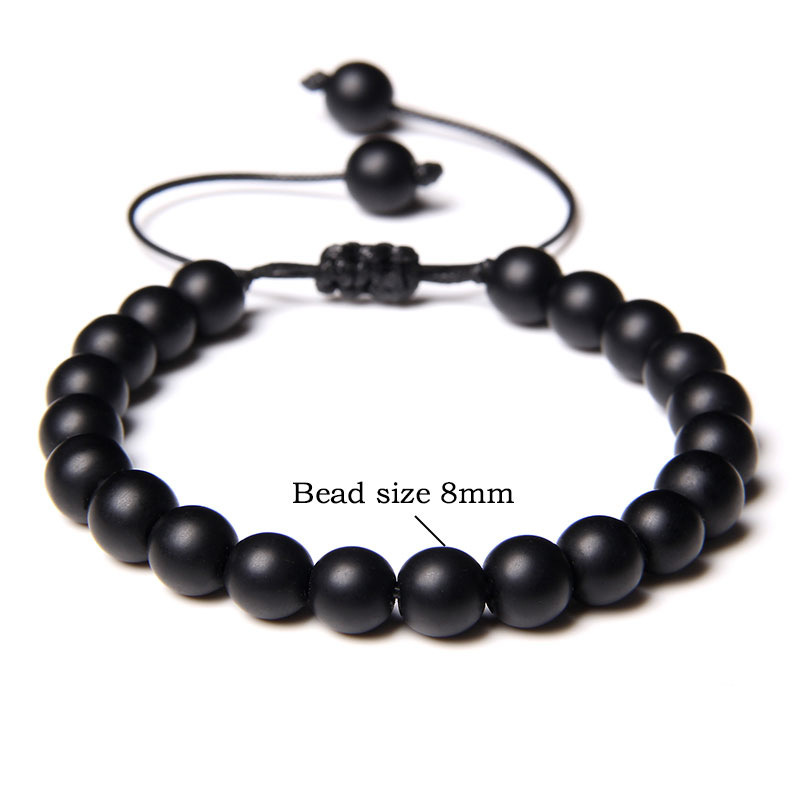 New Style Stone Bead Woven Bracelet for Men, Popular in Europe and America, 8mm Beads, Drawstring, Unisex Bracelet, Simple Design