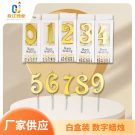 白盒装金数字蜡烛镀金生日祝寿纪念日蛋糕甜品台装饰镀金蜡烛批发