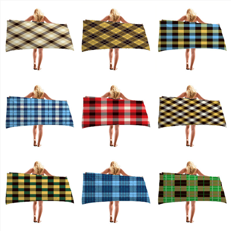 Dark twill Plaid thickened towel cloth beach resort bath towel beach towel factory massive product supply 046 Dark twill Plaid thickened towel cloth beach resort bath towel beach towel factory massive product supply 046