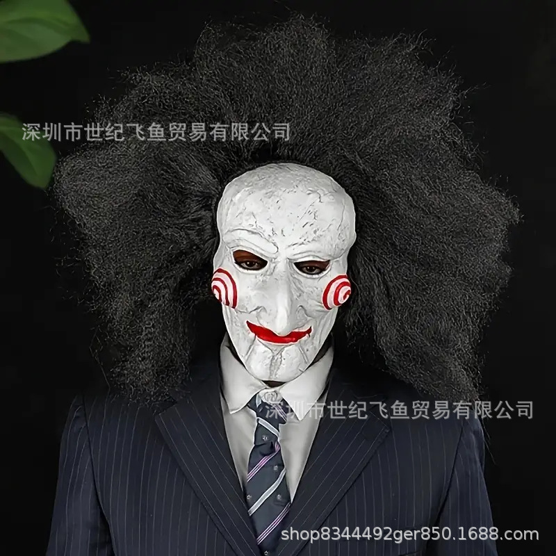 Billy Máscara Casco Horror con peluca Juegos de rol de Halloween Disfraces Accesorios Anime Chainsaw Máscara de hombre