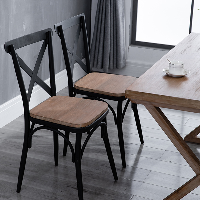 实木铁艺整装欧式简约靠背餐椅家用餐厅咖啡椅子书桌化妆凳子