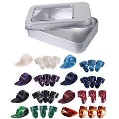 Boxed 3 index finger + thumb guitar finger cots, celluloid finger cots, pick thumb cots, guitar picks