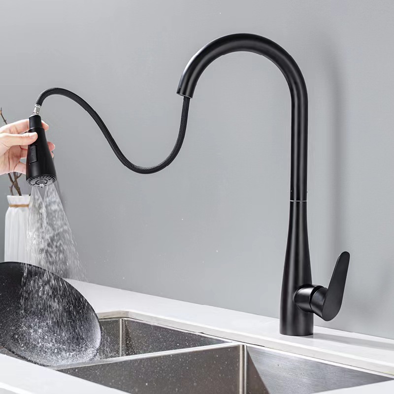 Cross-border kitchen sink, stainless steel cold and hot touch pull-out faucet, splash-proof, multi-mode water outlet, rotatable splash-proof Specification drawing