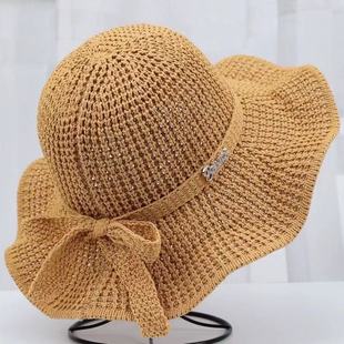 New Straw Hat Women Sunshade Sunscreen Hat Summer Beach Fisherman Hat Riding Basin Hat Middle-aged and Old Mother Sun Hat