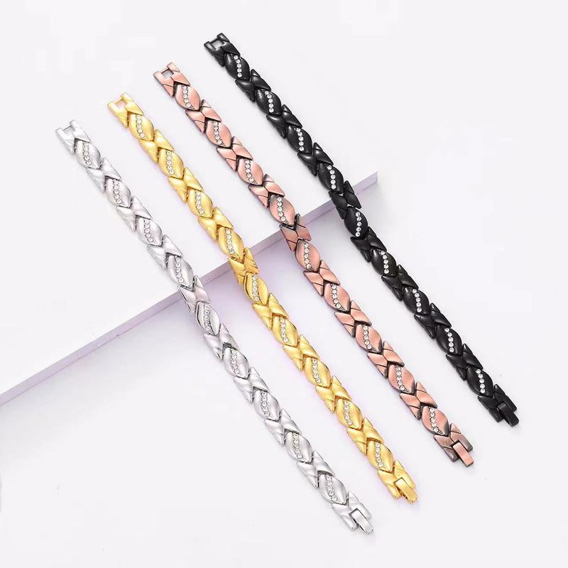 Yingqi Amazon New Leafs Diamond-encrusted Magnet Bracelet Ancient Red Copper Brushed Adjustable Bracelet Cross-border Special