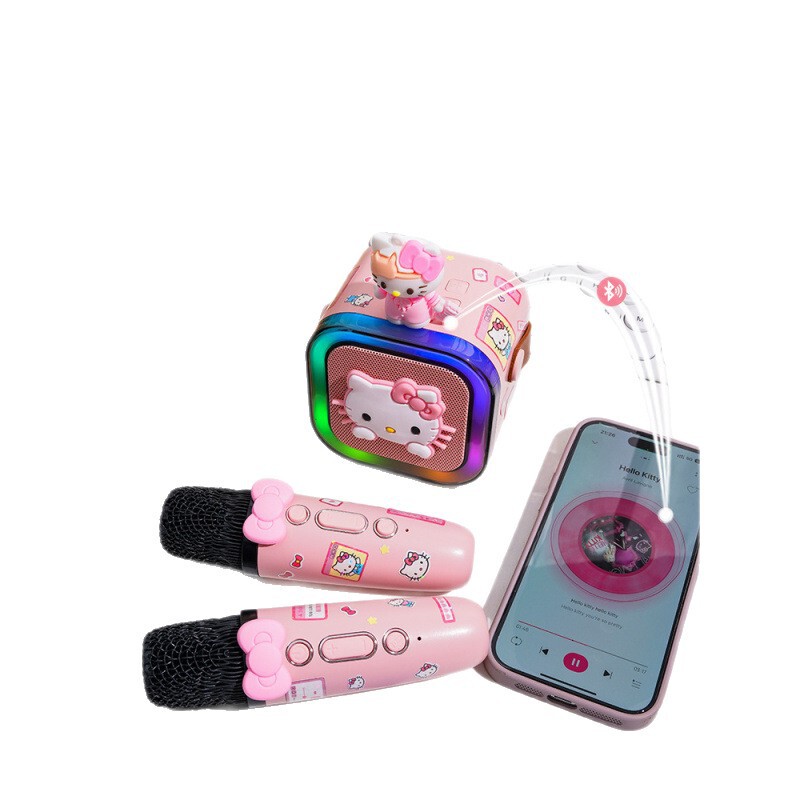 ハローキティ レコードプレーヤー Bluetooth スピーカー かわいい KT 猫マイク 歌うオーディオ 誕生日プレゼント 女の子|undefined