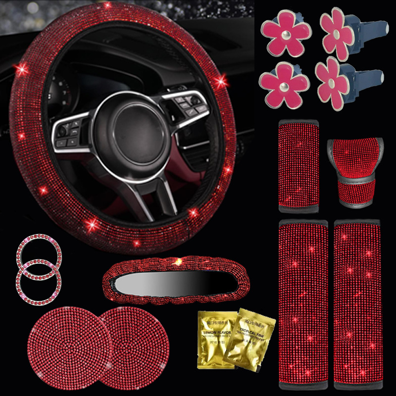 Cross-Border Car Full Diamond Seat Belt Shoulder Cover Hot Diamond Seat Belt Cover Color Diamond Black Diamond Car Diamond Interior Cover