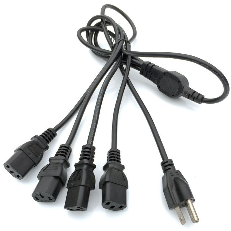 美规分叉Y型电源线 一出二 一出三 一拖三四五品字尾八字尾电源线