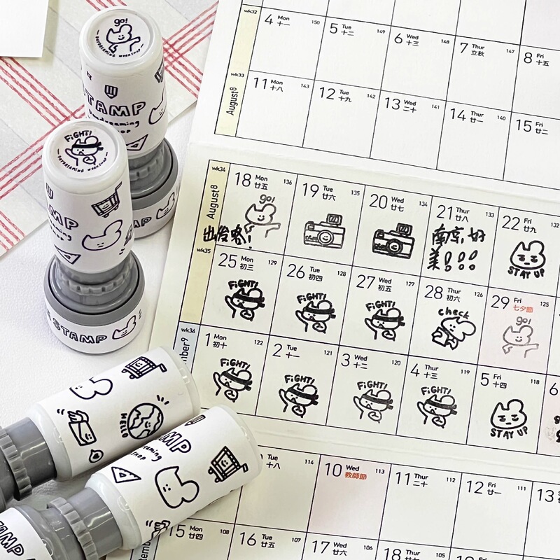 迷你日常生活卡通按压式光敏印章高颜值手帐日程记录打卡diy素材|undefined