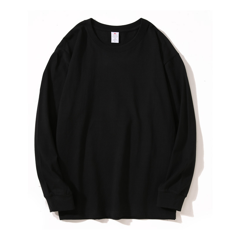 Primavera y otoño pesada camiseta de manga larga hombre Xinjiang algodón suelto suéter original de color sólido japonés 260G camiseta de base de moda