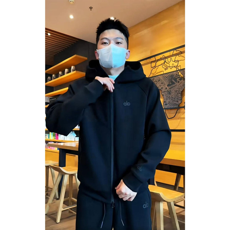 Autumn and Winter Clean Version Black Warrior Air Layer Casual Suit Men's Fashion Letter Stereo Cutting Street Loose Two-Piece Set