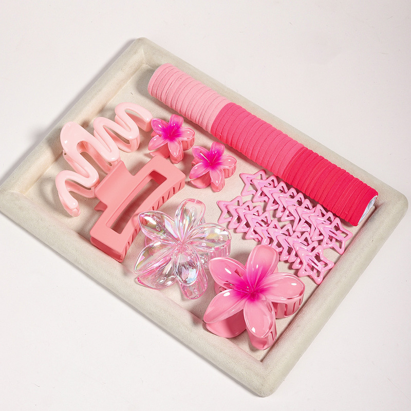 風品 76個 ドーパミンINS風 甘くて可愛い花ヘアアクセサリー 大きめ後頭部ヘアクリップ ゴムバンド ヘアゴム|undefined