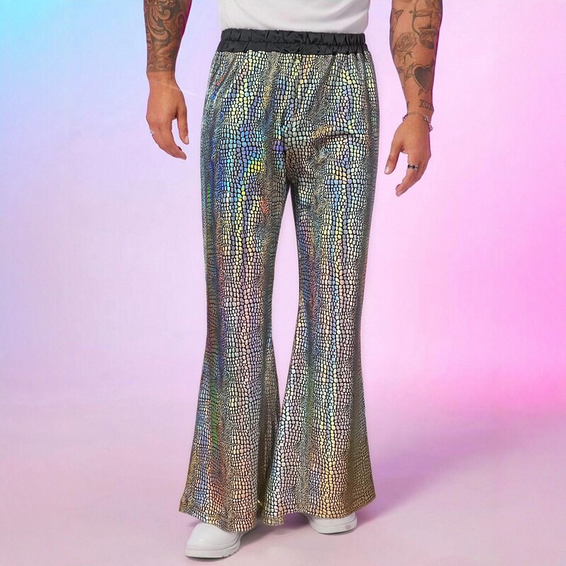 Cross-Border European and American Style Men's Colorful Crocodile Pattern Sequin Wide-Leg Pants Nightclub Trendy Hip-Hop Casual Trousers Cross-Border European and American Style Men's Colorful Crocodile Pattern Sequin Wide-Leg Pants Nightclub Trendy Hip-Hop Casual Trousers