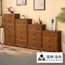 复古实木五斗柜收纳小柜子简约抽屉式斗柜客厅储物柜卧室床头柜子