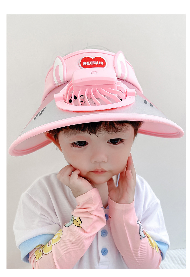 Baby Topless Summer Rechargeable Fan Sun-proof Big Brim Gradient Color Transparent Hat display picture 3