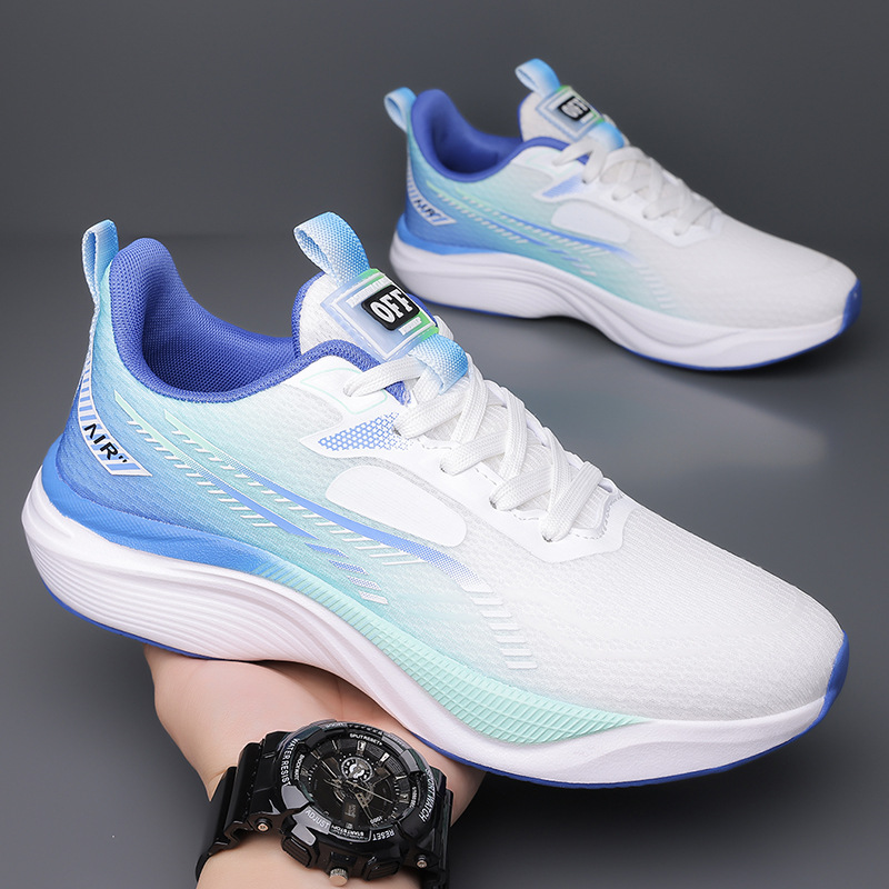 Men's Breathable Running Shoes With Thick Sole And Lace-up Design_voghion.com