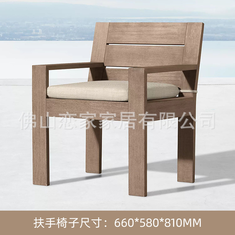 Muebles de mesa y silla de comedor de teca de estilo nórdico Patio Villa Ocio balcón restaurante protector solar a prueba de lluvia combinación de mesa y silla de madera maciza