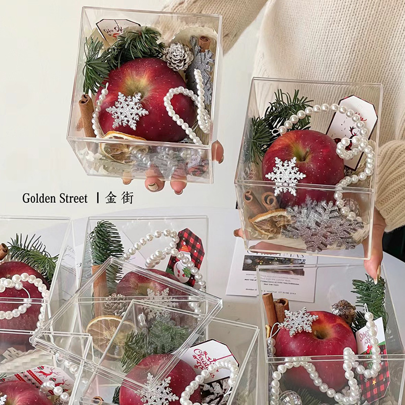 圣诞节苹果盒包装盒亚克力透明盒子高级感平安夜礼物礼品礼盒空盒