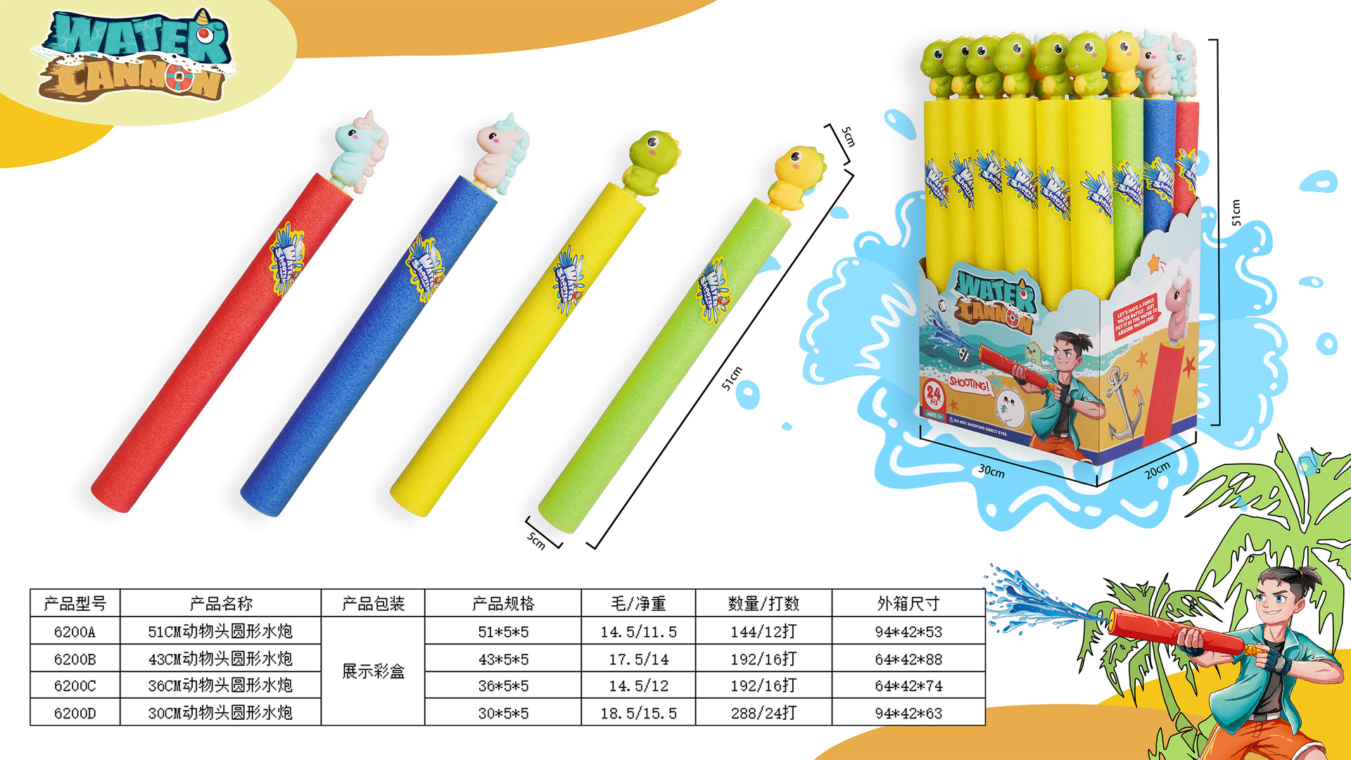 Pistolas de agua transfronterizas, juguetes de agua para niños, pistolas de agua con cabeza de animal de tiro tirado, batallas de agua de alta presión y alcance de largo alcance