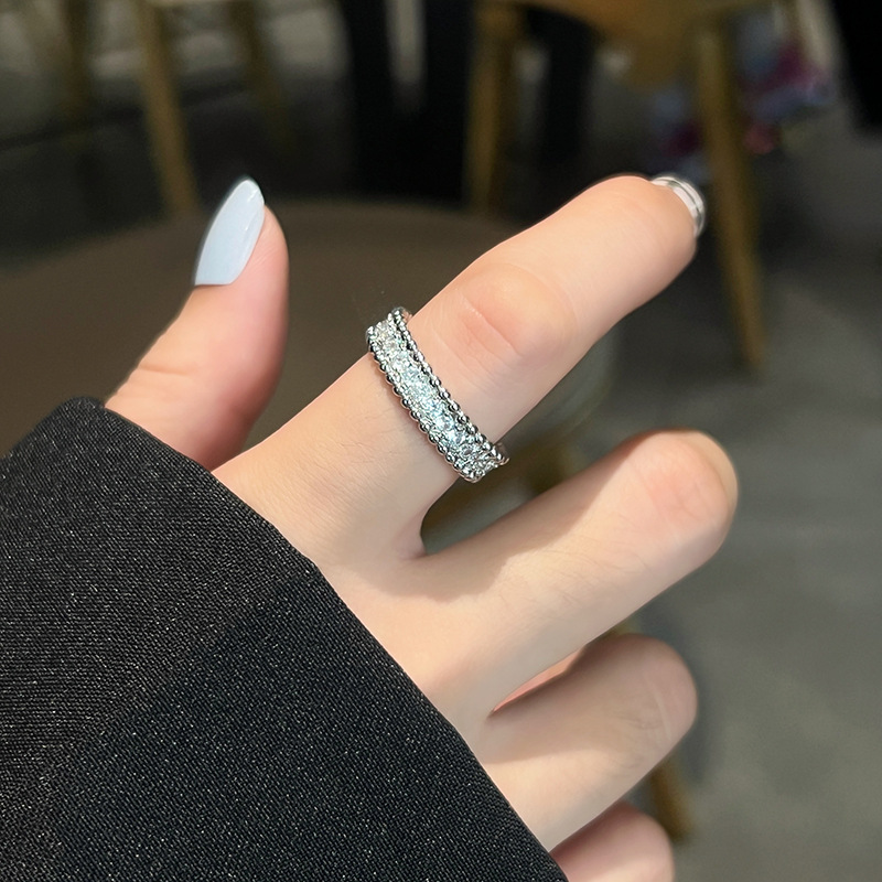 Simple Style Geometric Silver Plated Inlay Zircon Womenu0027S Open Ring 1 Piece