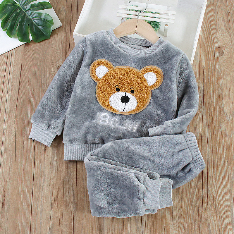 Flannel pajama set bojw bear gray