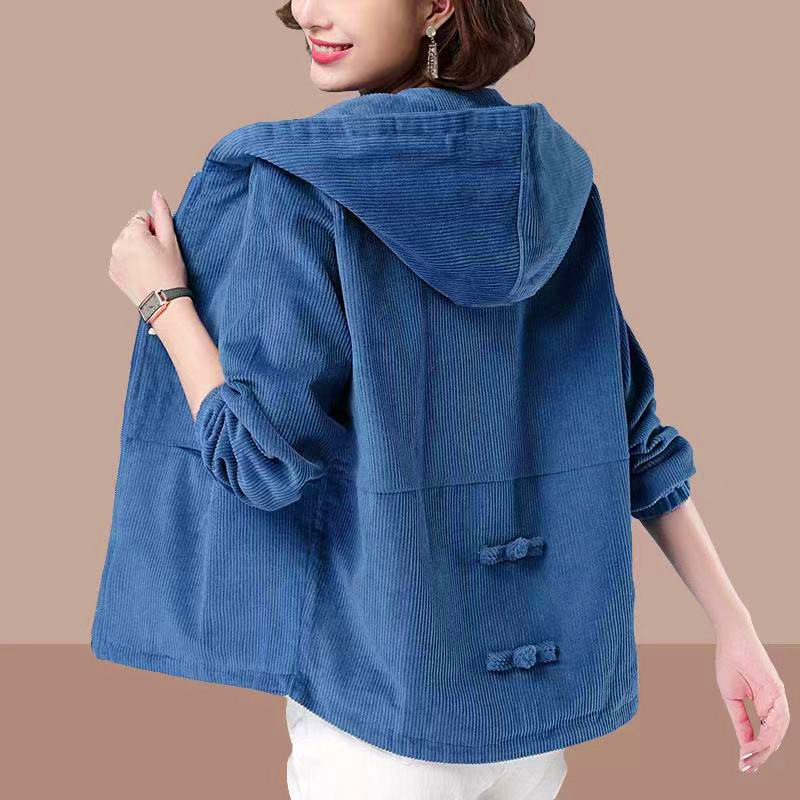 Corduroy Short Outwear for Women Korean Style Loose Autumn and Winter Style New Style Baseball Uniform Large Size Jacket Hooded Sweatshirt for Women Corduroy Short Outwear for Women Korean Style Loose Autumn and Winter Style New Style Baseball Uniform Large Size Jacket Hooded Sweatshirt for Women