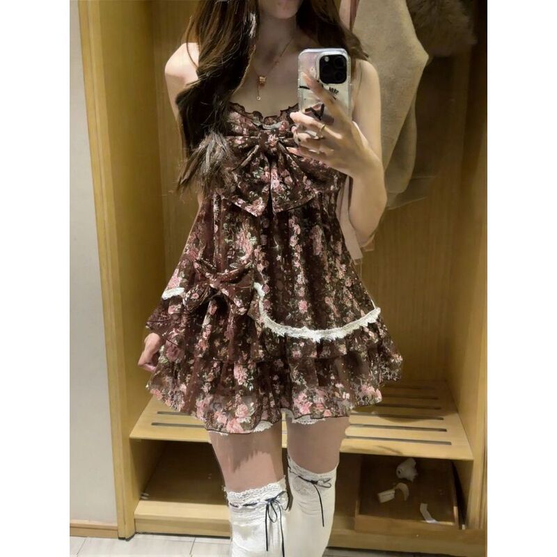 Now Available: Retro Floral Vintage Nana-Style Floral Short Dress with Bow and Ruffles for Petite Sizes