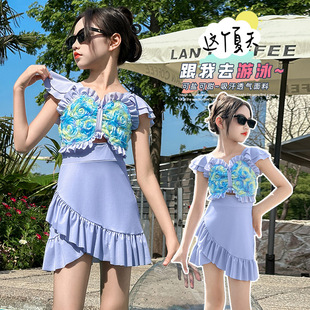 Girls Swimwear 12 Years Old Summer 2025 New Kidsren's Female Princess Swimsuit Big Kidsren's Girl One-Piece Hot Spring Swimsuit