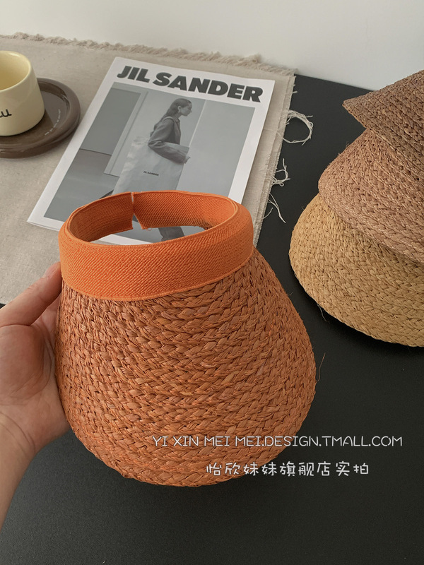 日本に輸出 2025 新しい厚いラフィアヘッドバンドスタイルの空のトップハット女性の夏のカラフルなファッション日焼け止めサンハット|undefined
